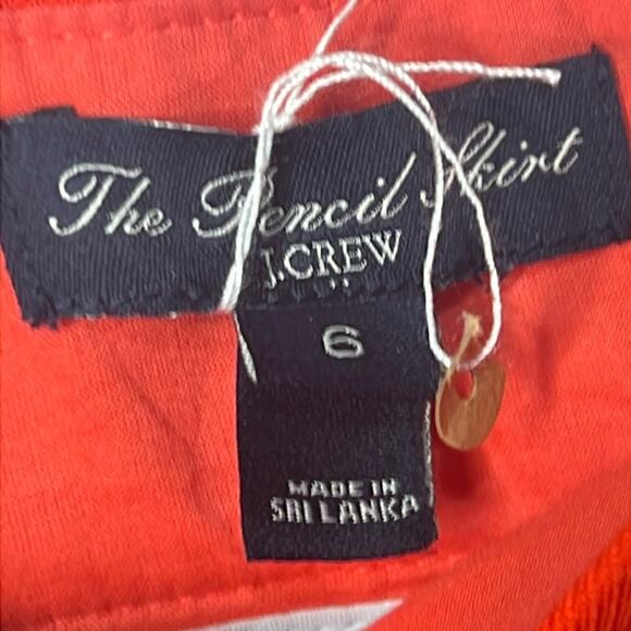 J. Crew 6 Red Orange Scarlet Double Serge Cotton Pencil Skirt - Picture 6 of 6